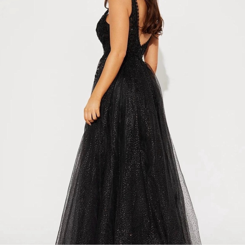 Fashion Nova Glittering Black Backless Dress
